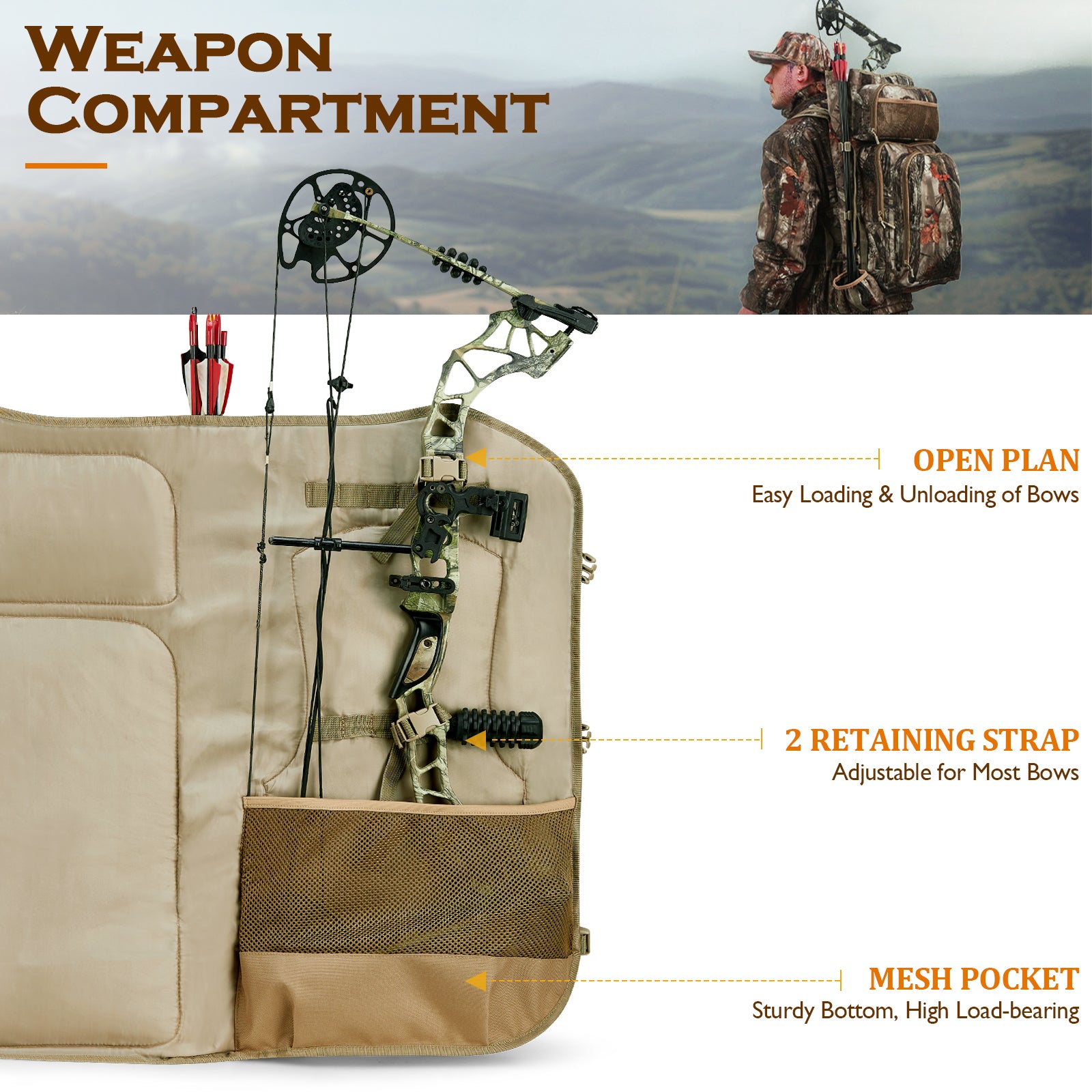 attach the bow to backpack
