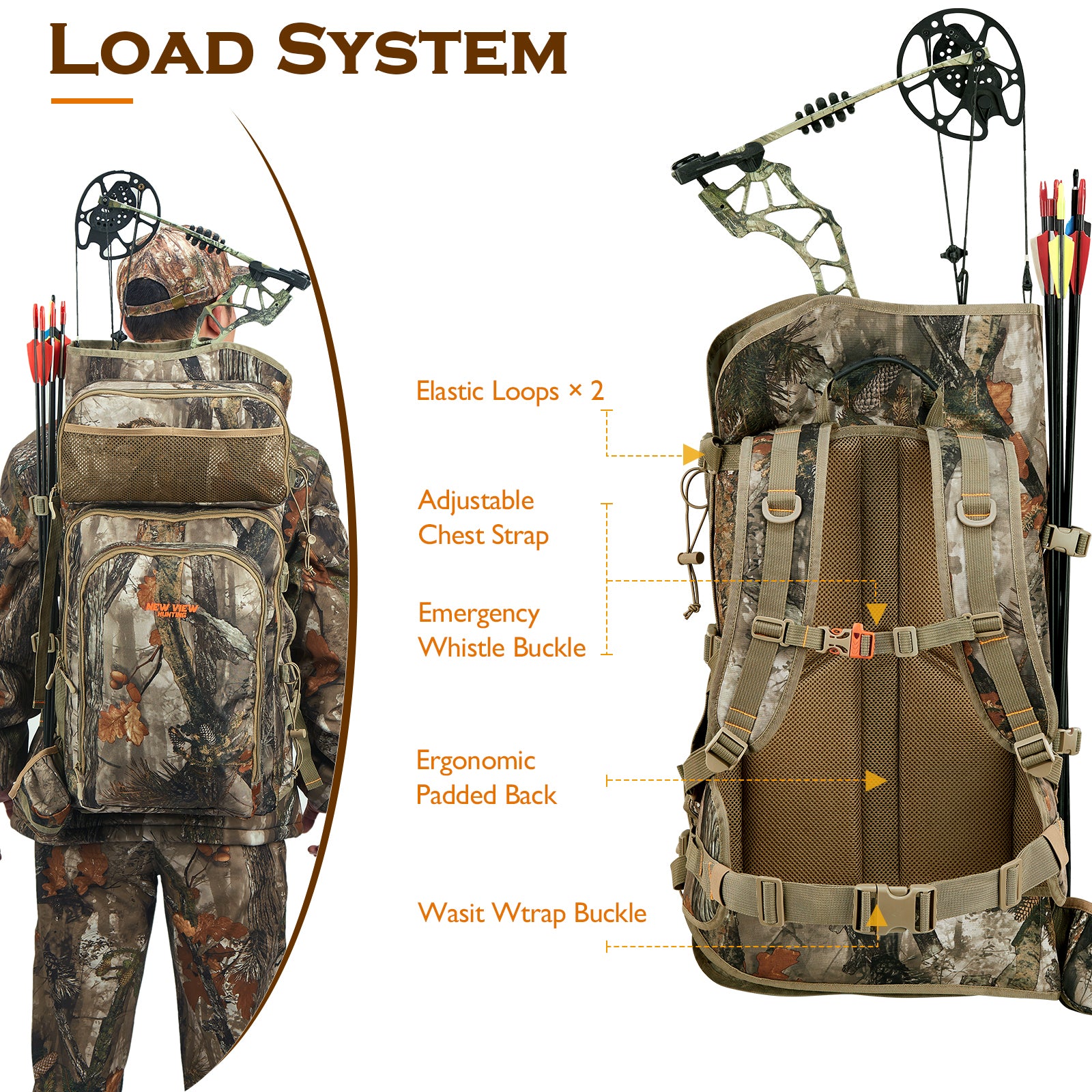 adjustable strap and padded wrist of bow backpack