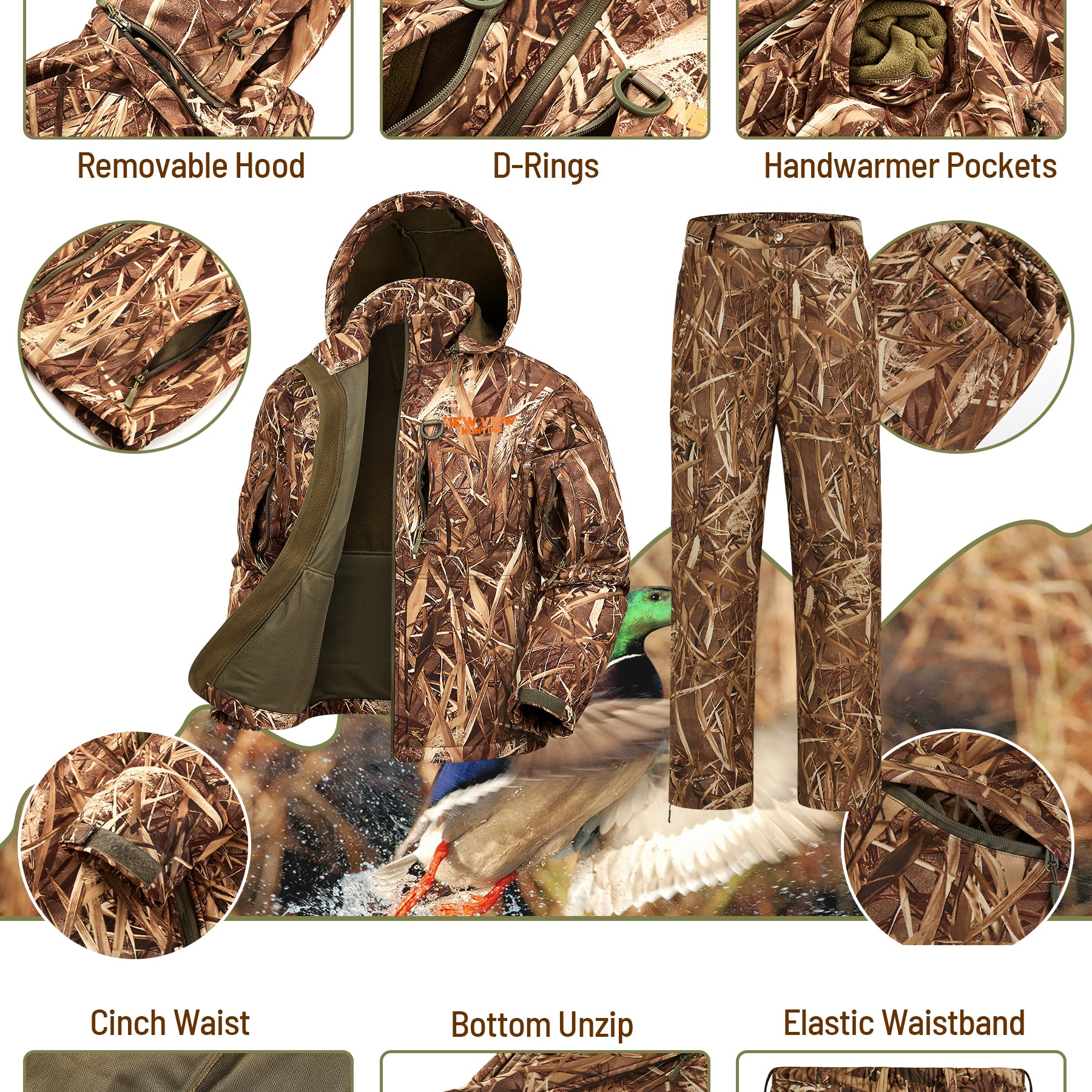 details of this hunting suit