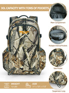 pockets of 30L hunting backpack