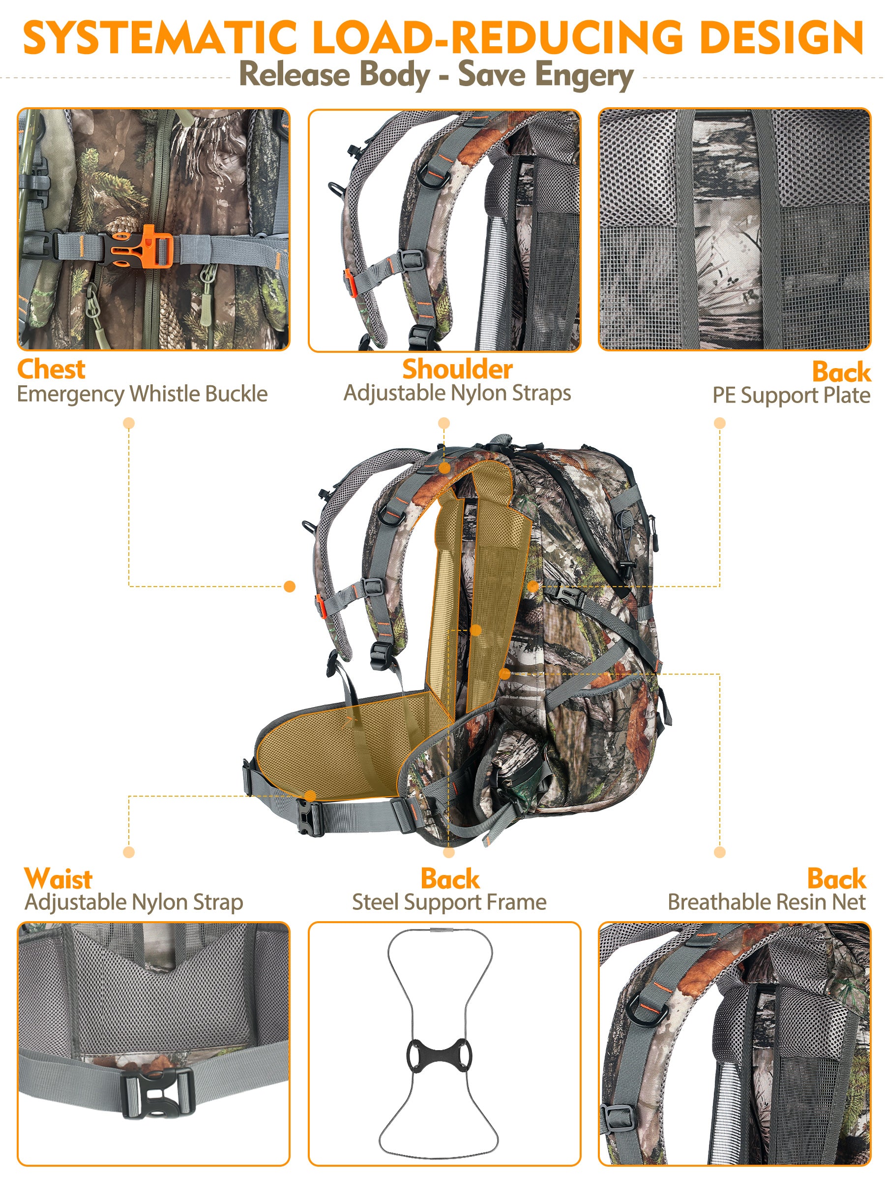 rains backpack warranty 35L/2130cu Hunting Backpack for Men With Rifle Holder and Rain Cover