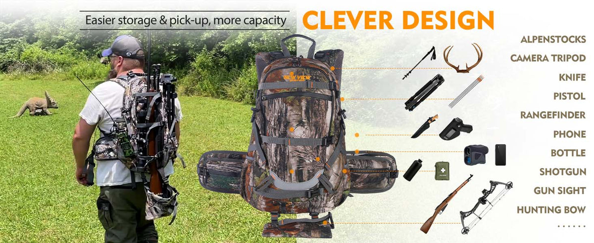 35L/2130cu Hunting Backpack for Men With Rifle Holder and Rain Cover ...