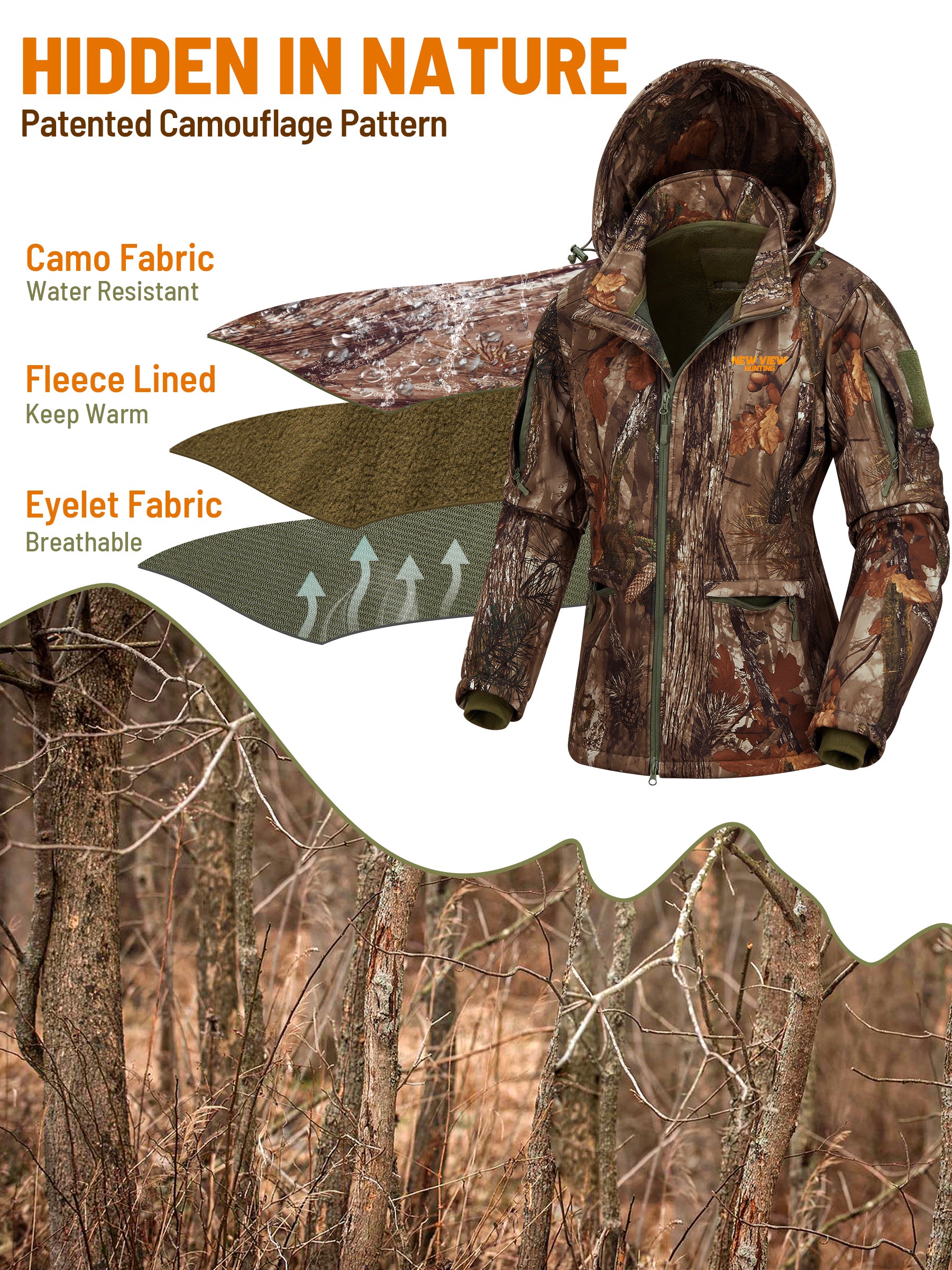 Warm and Water resistant Hunting Jacket for Women with Hood and Pockets New View Hunting