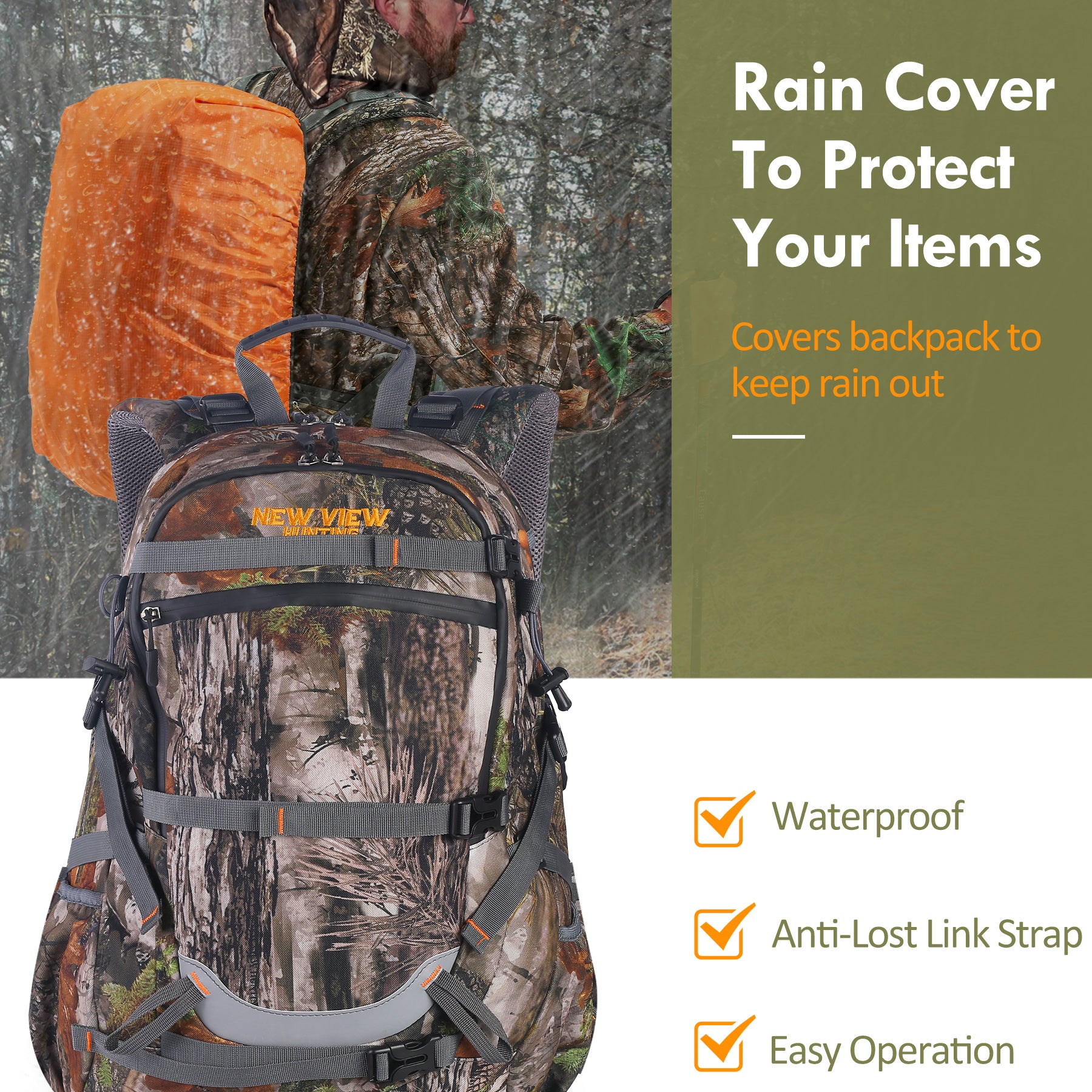 35L hunting backpack-rain cover