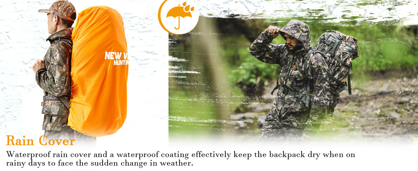 mystery rach backpack rain covers 80L/4880cu Load-reducing Camo Hunting Backpack for Men with Rain Cover – New View Hunting