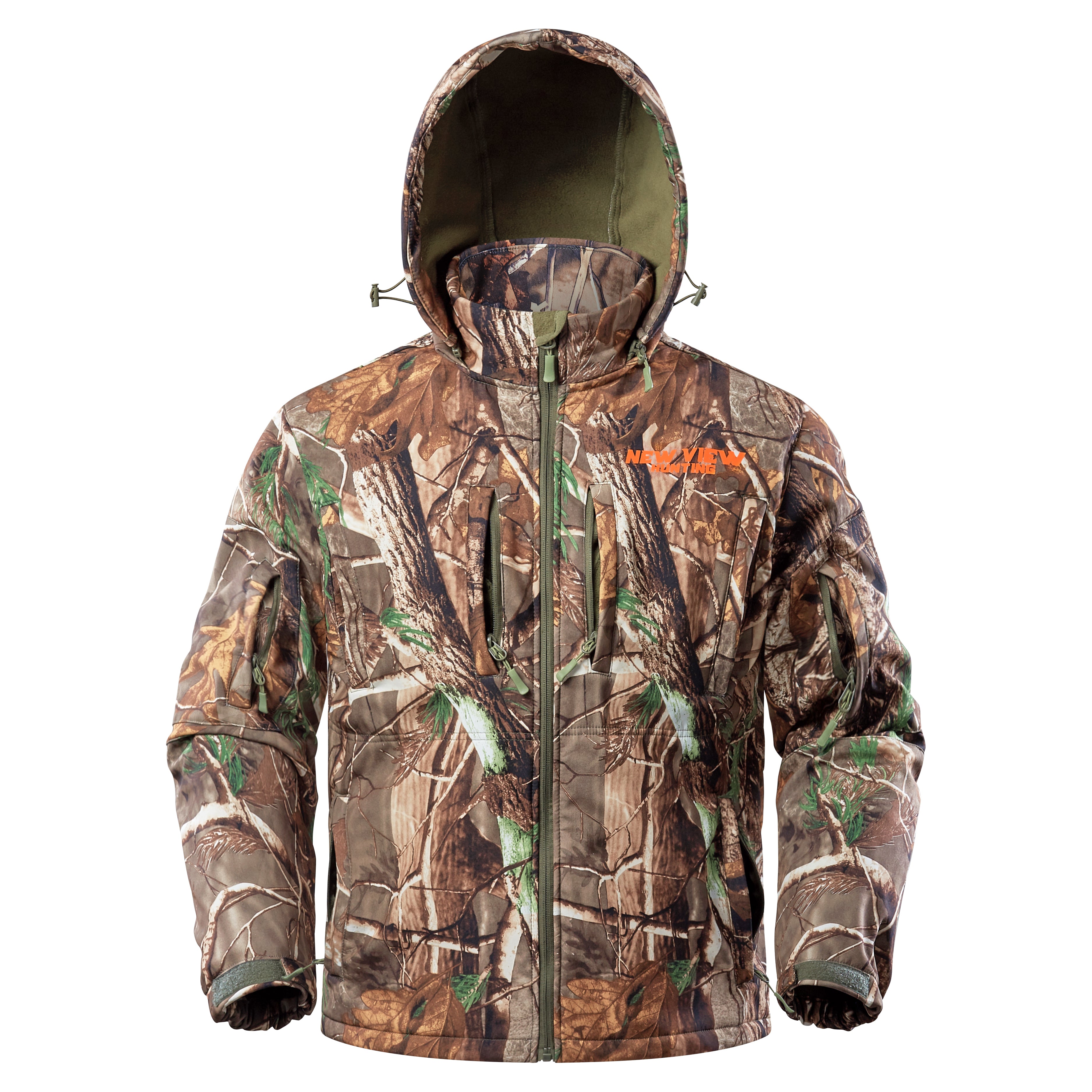 Quiet Camo Tree Hunting Jacket for Men with Fleece Lining