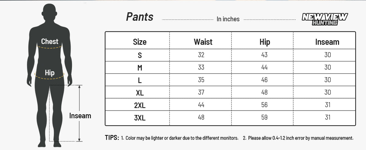 Men’s Insulated Hunting Pants Size & Fit Guide