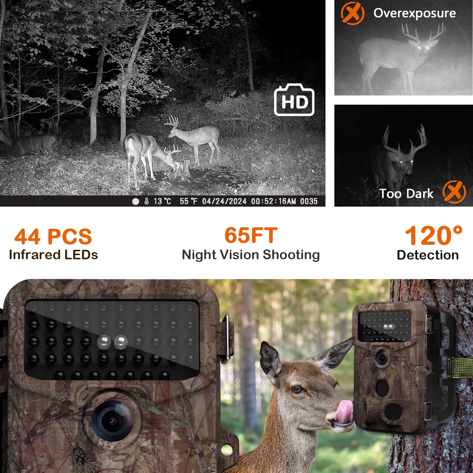 その他 Broadwatch RD1003 TRAIL CAMERA Amazon.com: Game Trail Camera No Glow 48MP 1296P H.264 MP4